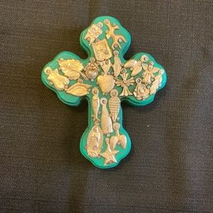 Mexican Folk Art Cross with Milagros